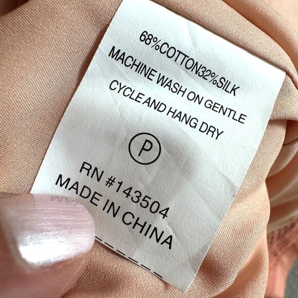 MARIE OLIVER Silk Blend Dress Eyelet Puff Sleeve Peach Pink - Picture 8 of 16